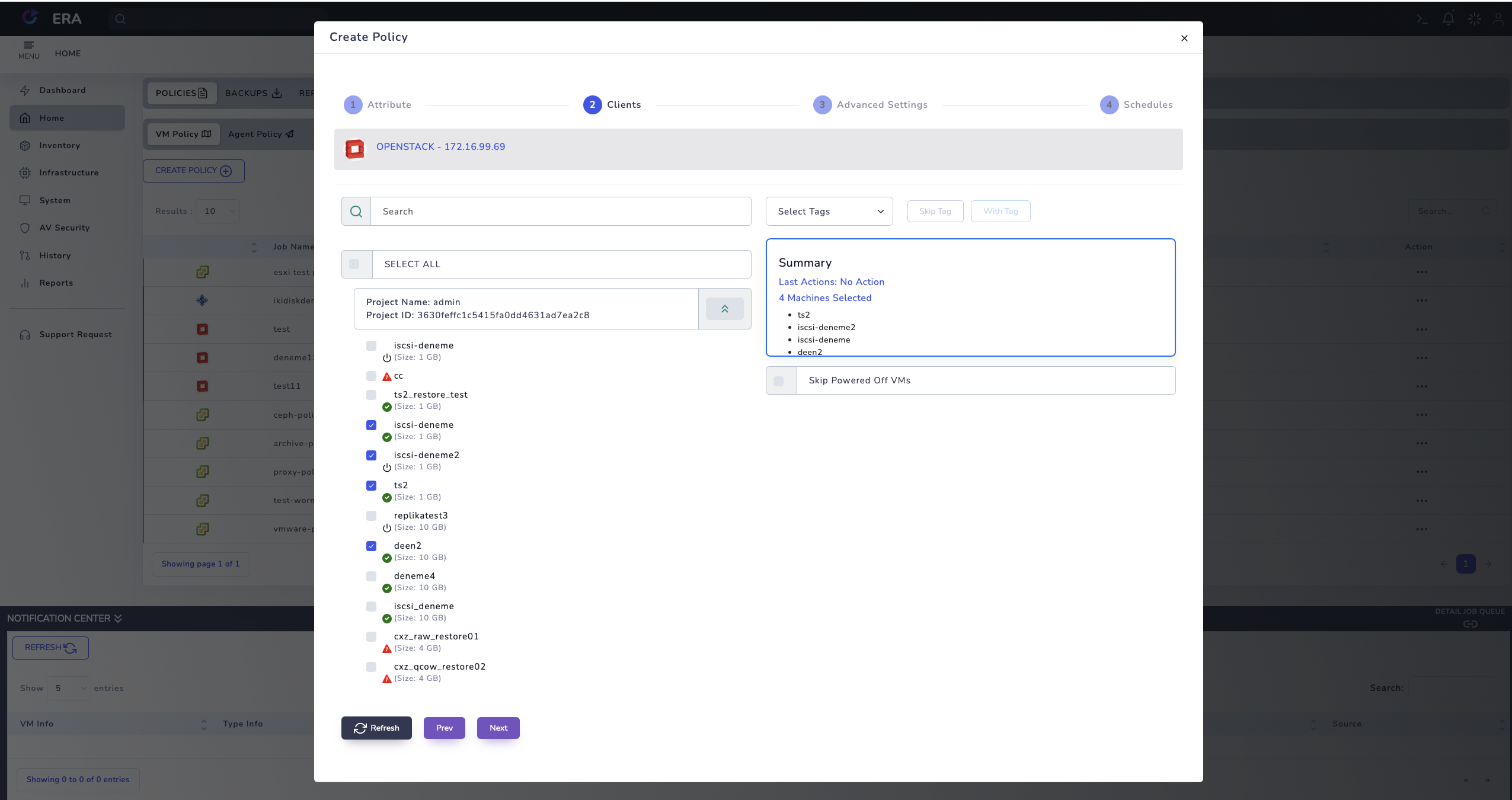 EraBackup Create Policy